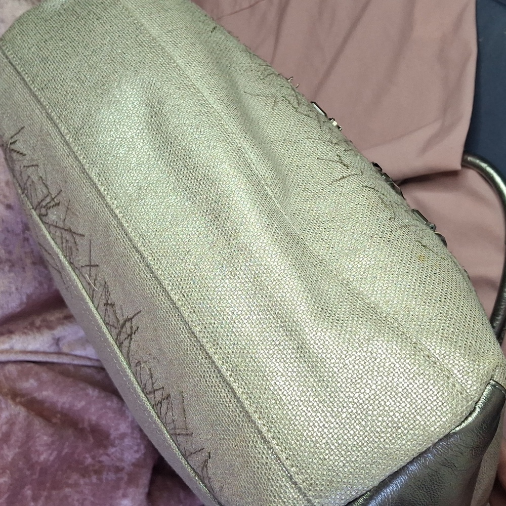 Coach Metallic Silver Tote Bag Jeweled Rare 18 x 15 x 4 w/Coach dust/paperbag - Picture 10 of 16